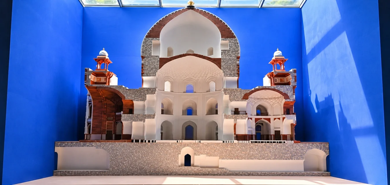 1:8 scaled model of the cross section of Humayun’s Tomb as part of the conservation gallery at the Site Museum