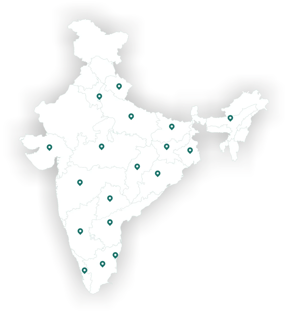 Map showing the healthcare impact footprint across India