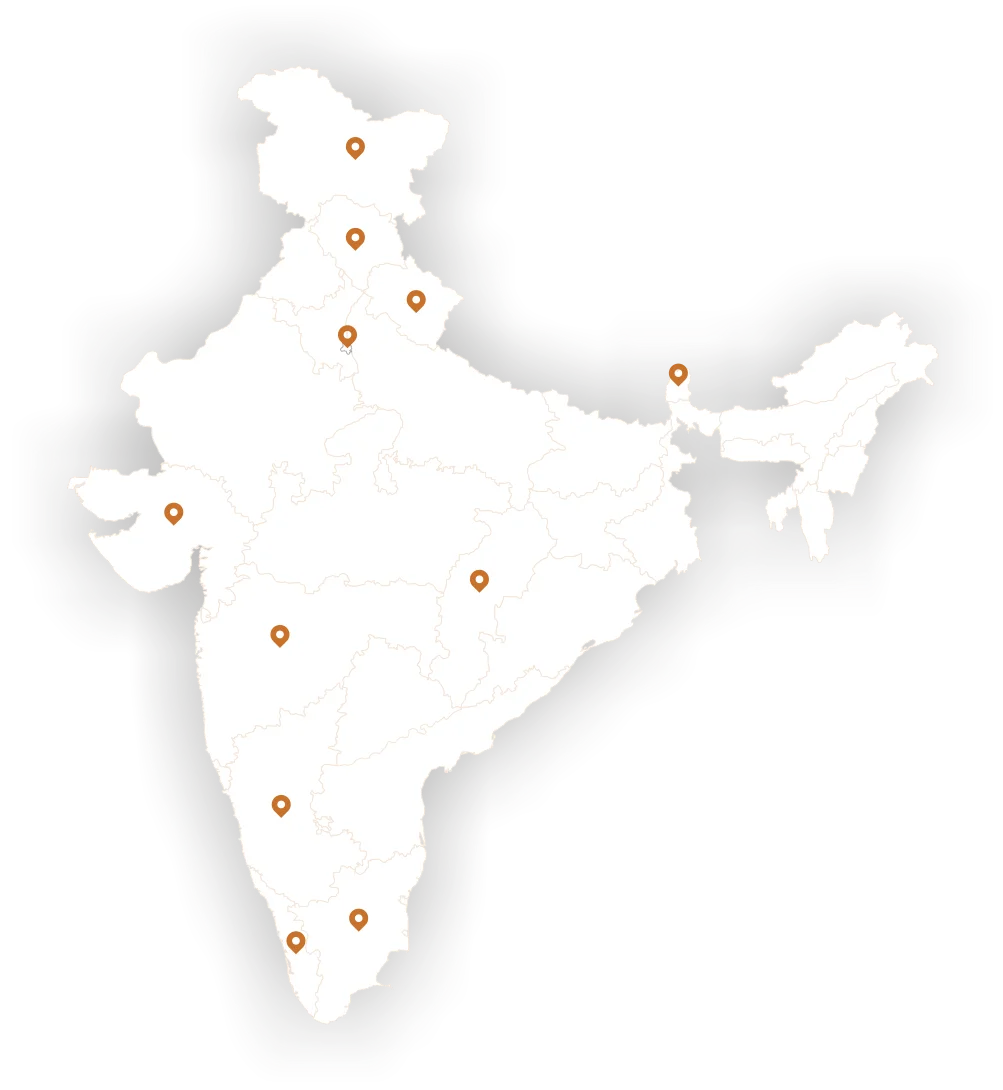 Map showing the Arts & Culture impact footprint across India