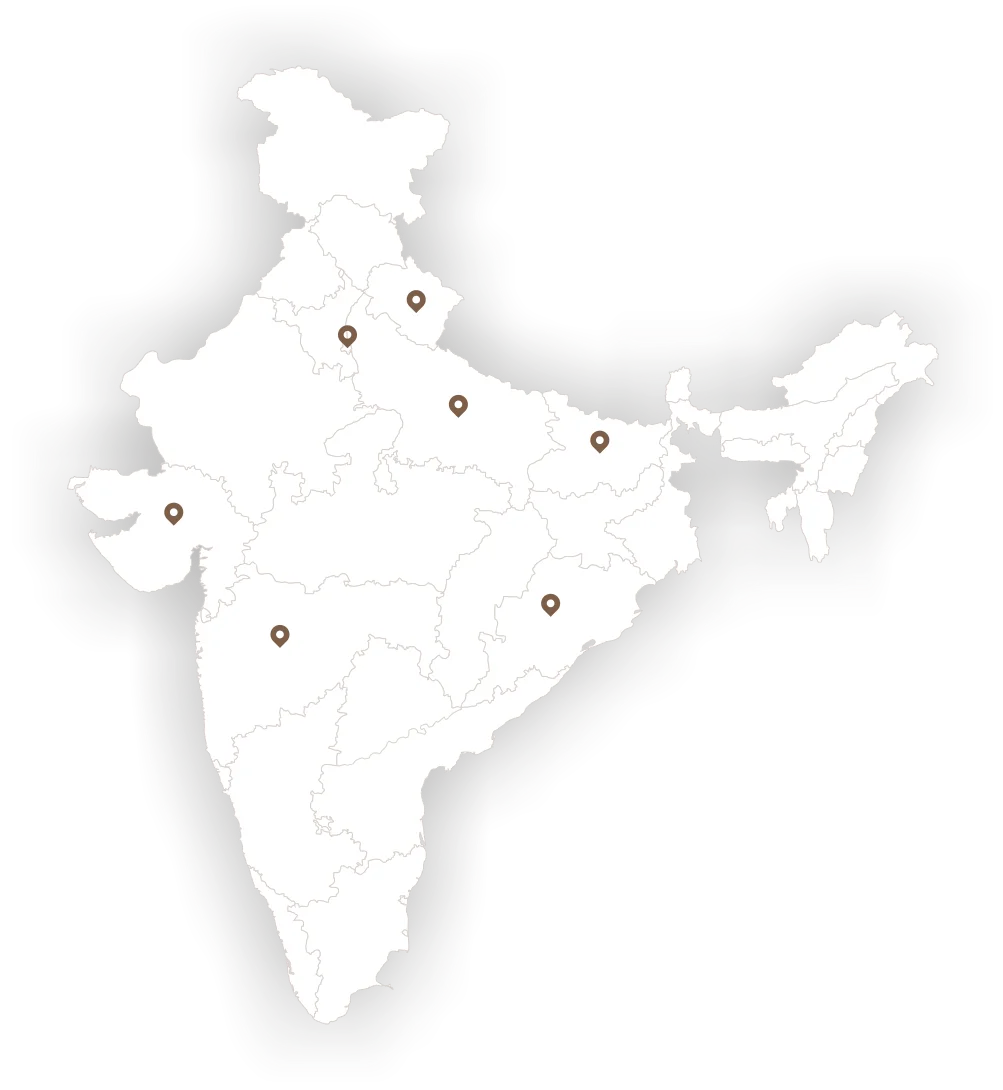 Map showing the urban poverty alleviation impact footprint across India