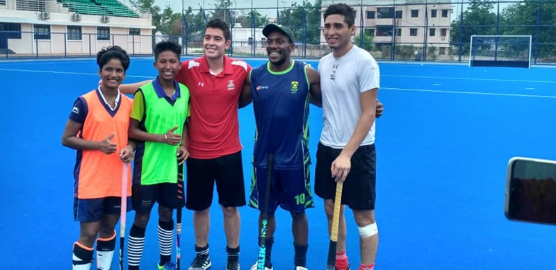With South African players during a practice session at Bhubaneshwar