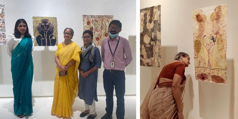 The KIAC conservation team with the artist Arunima Choudhury at the installed exhibition.
